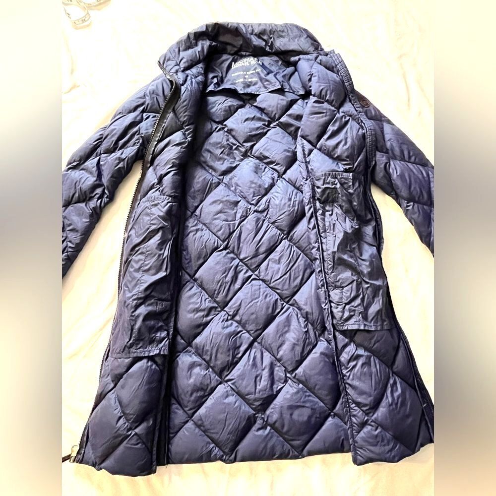Michael Kors Packable Down Fill Dark Blue Puffer Coat Long Winter Jacket Size XS - Picture 13 of 16